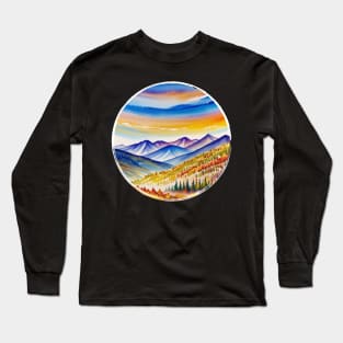 retro mountains design aquarel Long Sleeve T-Shirt